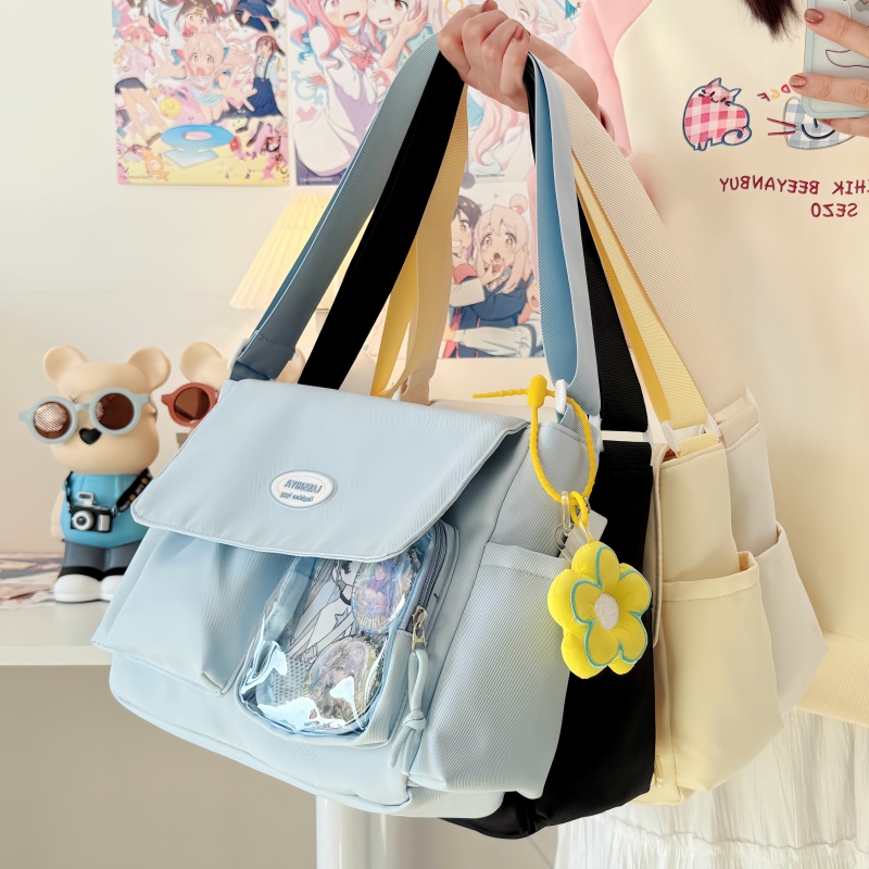 新款日系百搭高颜值大容量女学生上课通勤单肩斜挎包10cm娃包痛包