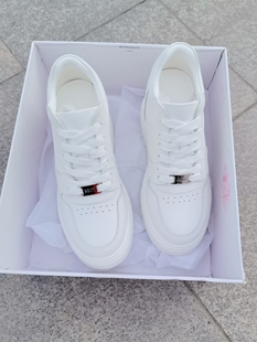 2026春秋新款韩版厚底内增高小白鞋女真皮系带显脚小 跟高10厘米