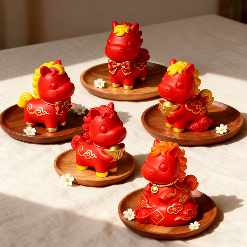 国潮马年新年DIY石膏娃娃彩绘可爱玩偶生肖马吉祥物招财送礼摆件