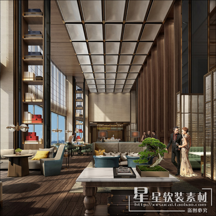 星星软装-CCD杭州泛海钓鱼台酒店CAD施工图＋物料＋效果图＋实景