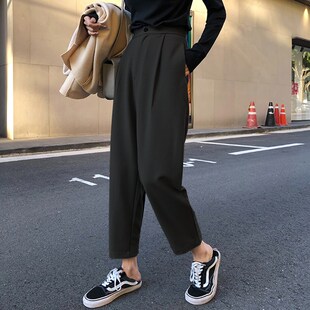 大码西装裤女适合胯大腿根粗裤子春夏新款显瘦胖mm九分cec休闲裤