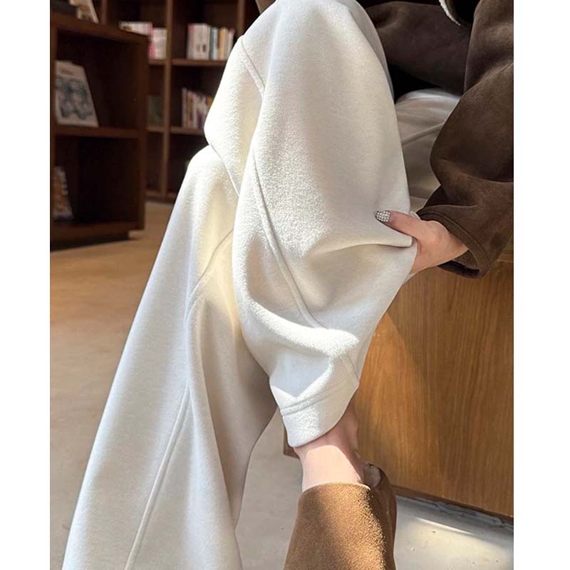 大码白色醋酸羊毛云朵绒阔腿裤女