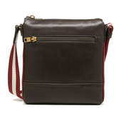 Bally 6202933 棕色牛皮条纹商务休闲单肩斜跨包 巴利新款 男士