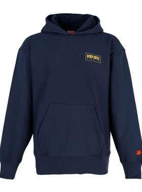 KENZO高田贤三新款男士logo印花深蓝色连帽套头卫衣4MC 5SW419
