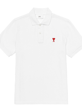 AMIPARIS新款男士爱心LOGO刺绣白色短袖POLO衫 HPL001
