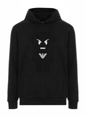 Armani/阿玛尼EA 新款男士漫画卡通小熊刺绣连帽卫衣 3G1M71