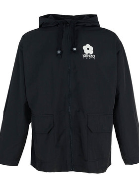 KENZO高田贤三 新款男士花朵logo印花黑色连帽外套9NF 5BL157
