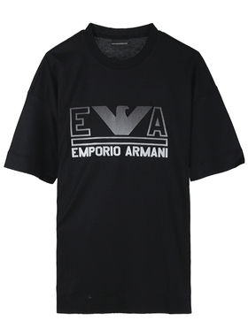 Armani/阿玛尼EA系列新款男士l鹰标ogo印花黑色短袖T恤3R1TZ4
