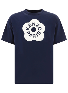 KENZO高田贤三新款女士图案字母印花深蓝色圆领短袖T恤4SC 2TS046