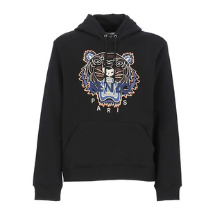 蓝橙虎头刺绣黑色连帽卫衣4XL 男士 5SW333 高田贤三新款 KENZO