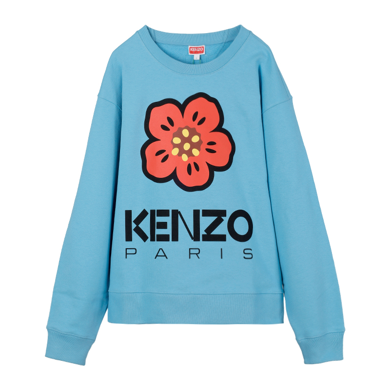 KENZOlogo图案印花蓝色套头卫衣