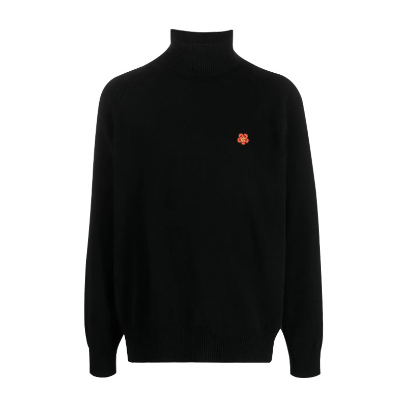 KENZO高田贤三 新款男士花卉贴标高领套头针织衫3LC 5PU428