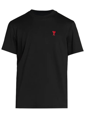AMIPARIS新款男士爱心LOGO刺绣黑色圆领短袖T恤 UTS005