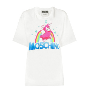 彩虹独角兽卡通宽松短袖 T恤3XA0774 莫斯奇诺男女同款 Moschino