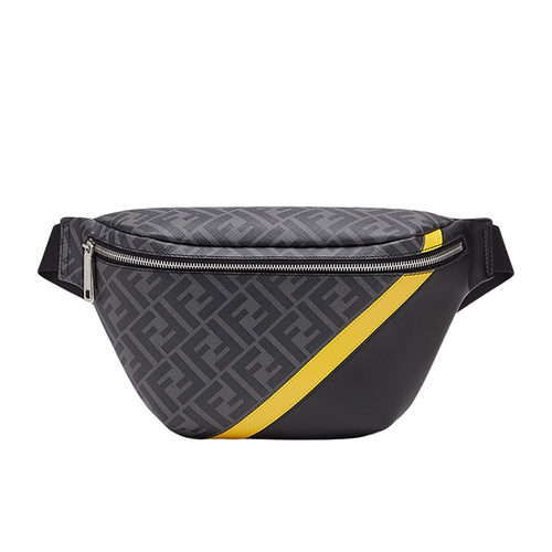 FENDI撞色皮革拉链时尚腰包