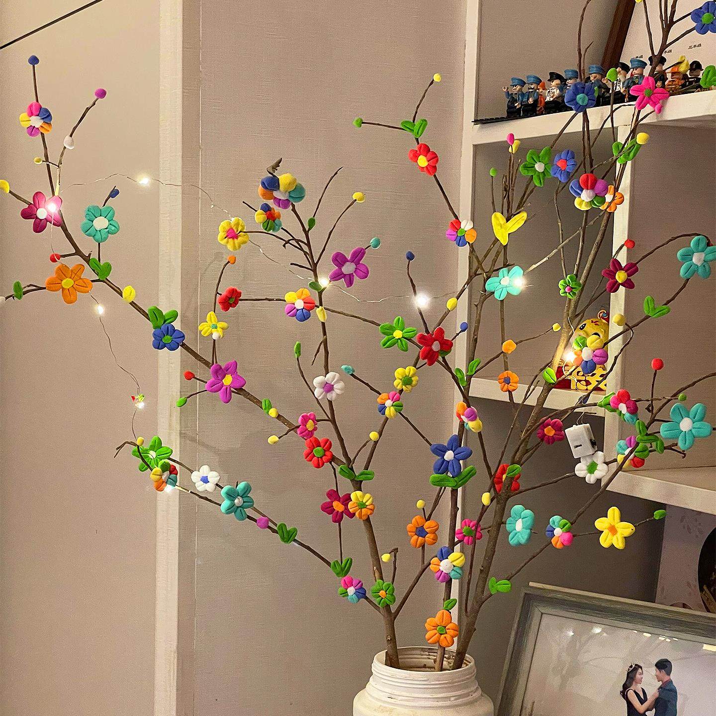 【枯木逢春】树枝粘土花