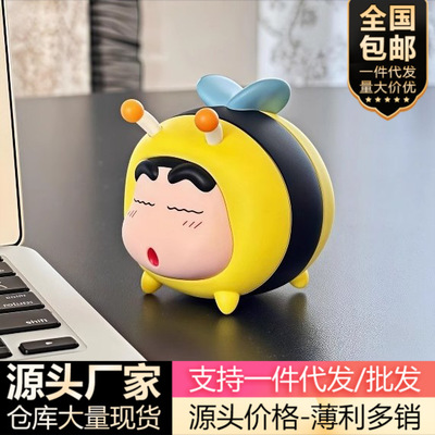 蜡笔小新蜜蜂圆胖发光手办玄关家居客厅装饰品电视柜桌面摆件创意
