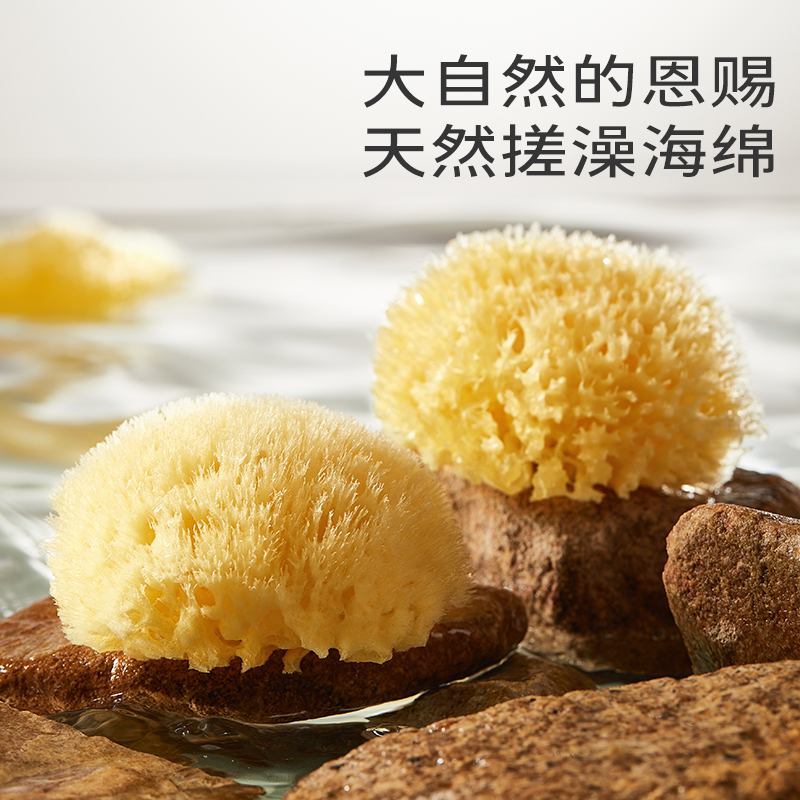 希腊进口天然海绵儿童成人洗澡浴球浴花搓澡巾洗脸洁面扑丝绒蜂窝
