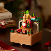 圣诞节音乐盒木质八音盒摆件女孩男女生生日儿童小女童圣诞树礼物