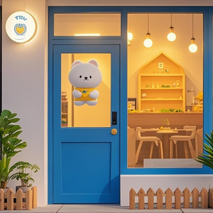 咖啡厅网红打卡门室内门餐厅民宿装饰入户门进户门创意彩色玻璃门