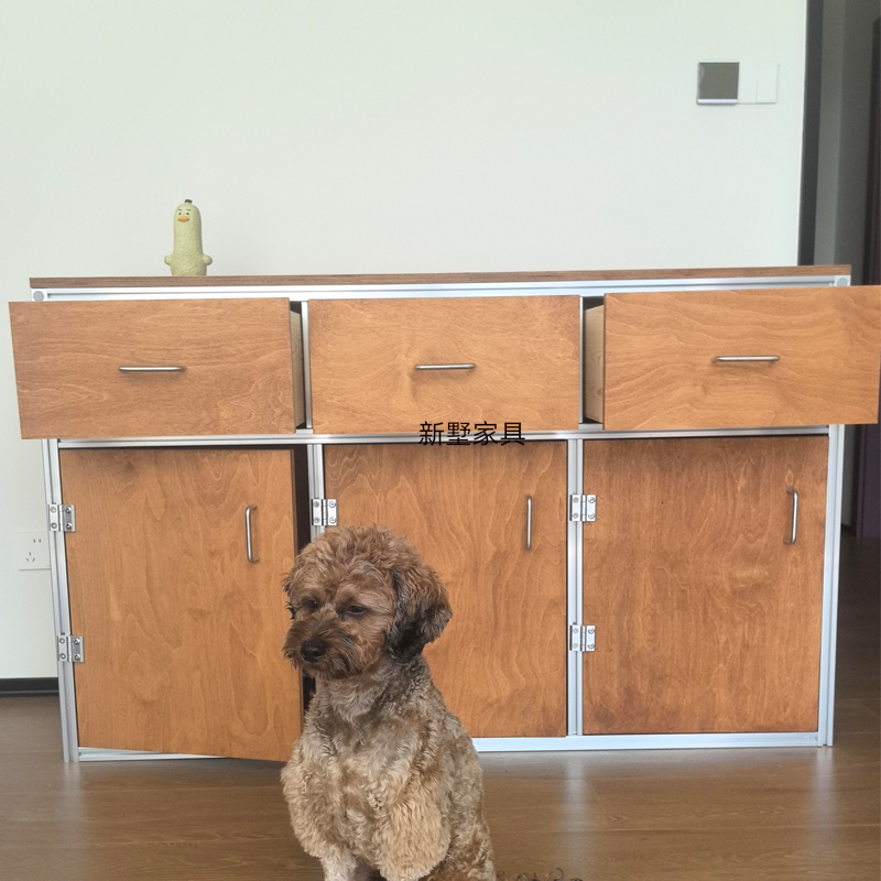 简约铝型材桦木柜子收纳柜子家用餐边柜陈列柜创意收纳柜定制柜子