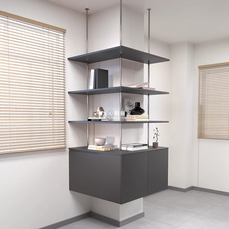 轻奢金属吊柜壁挂转角柜简约创意不锈钢多层书架层架展示架