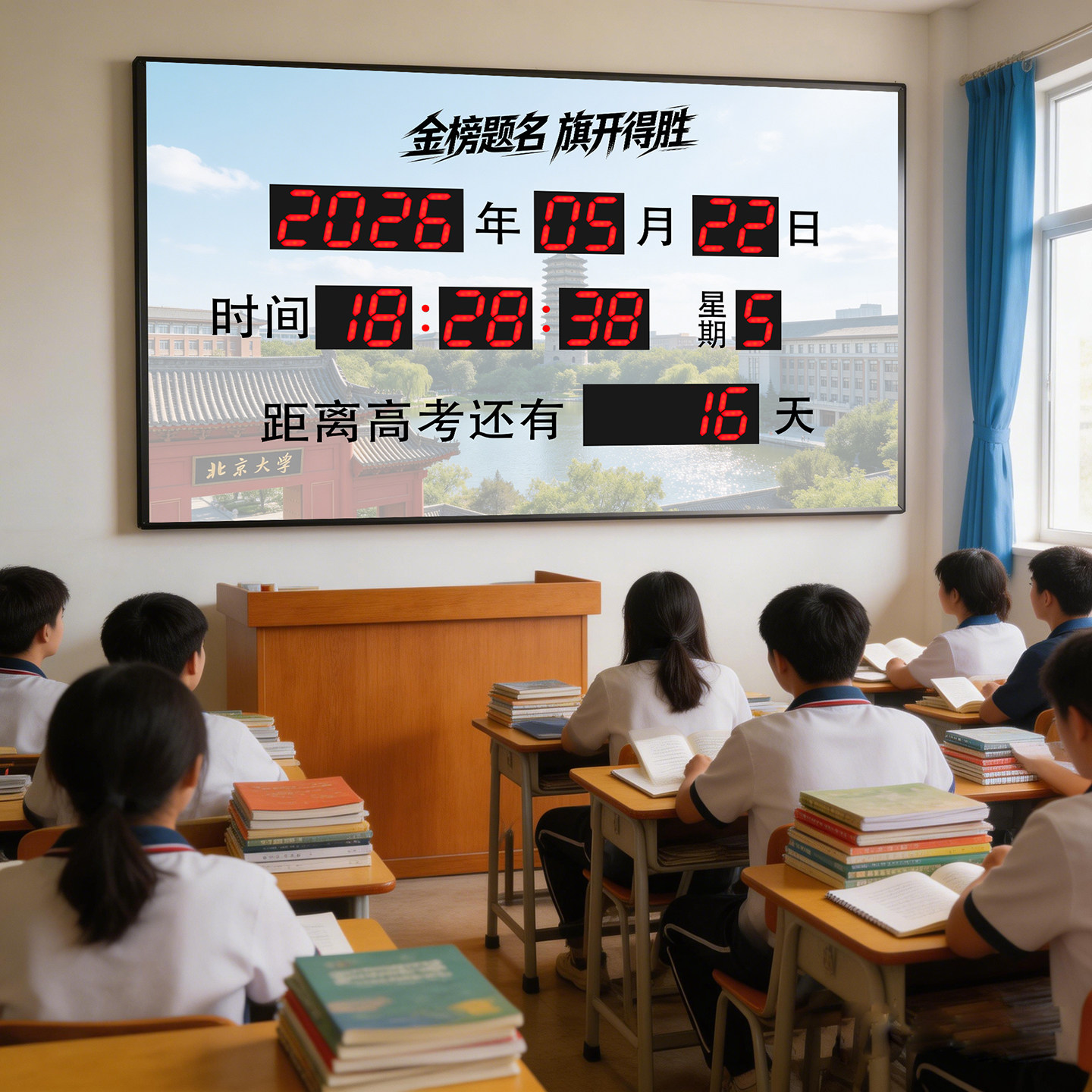 中考高考倒计时电子钟万年历插电日历壁挂钟计时器学校天数计数器