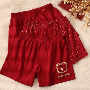 衩结婚喜庆裤 本命年内裤 四角宽松短裤 安可拉红色平角阿罗裤 头 男士