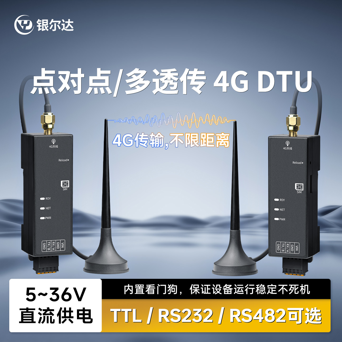 银尔达4G DTU智能点对点对传联动无线通讯中继组网多点物联网模块图片