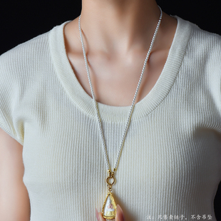 泰国佛牌链子珍珠贝项链弹簧扣快拆扣唐卡挂链精致毛衣链水晶挂链