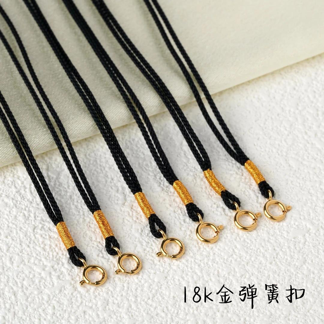 18k金弹簧扣项链佛牌链吸米星