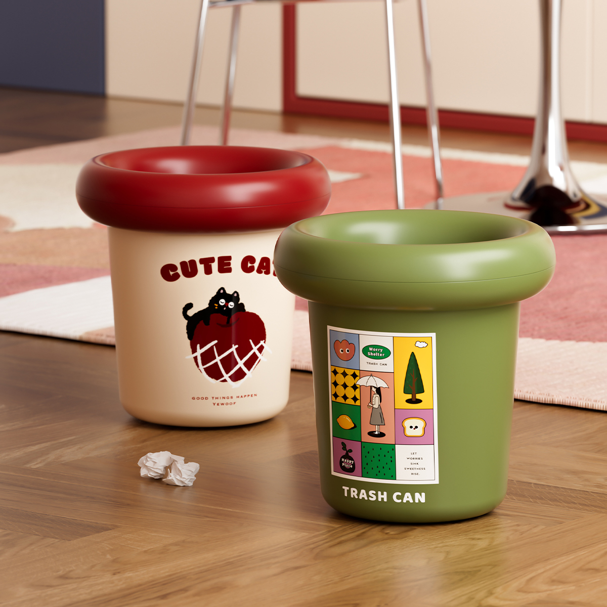 多巴胺卡通可爱小号垃圾桶