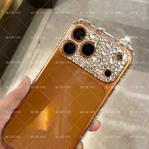 适用iPhone17ProMax手机壳水钻堆钻苹果16Pro新女款15plus定制diy边框硬套气质高级感13奢华钻透明创意简约