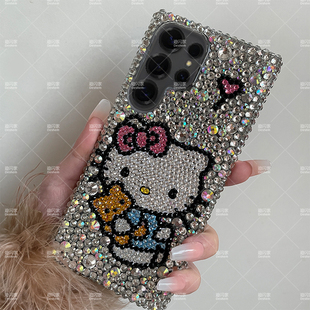 新款网红懒懒kitty同款三星GalaxyS25手机壳可爱S24ultra+保护套防摔23plus保护套奢华镶水钻卡通猫23plus女