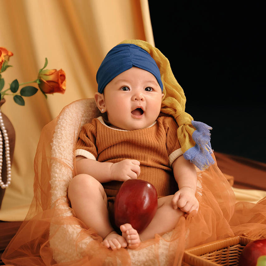 儿童摄影服影楼复古珍珠女孩主题