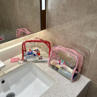 三丽鸥正版凯蒂猫化妆包透明大容量便携新款HelloKitty收纳洗漱包