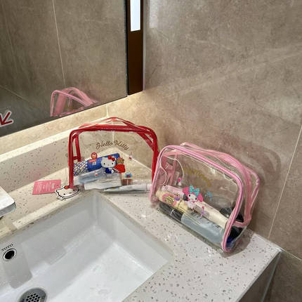 三丽鸥正版凯蒂猫化妆包透明大容量便携新款HelloKitty收纳洗漱包