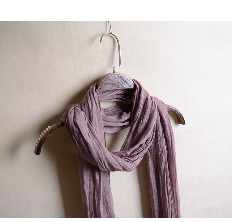 春秋韩国文艺亚麻装饰护颈丝巾