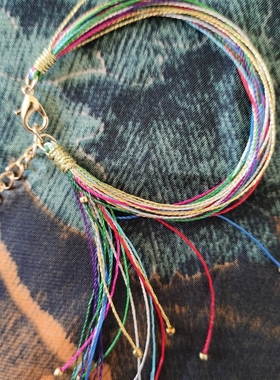 端午节五彩手绳男女通用包邮大小可调节手工编绳手链手串项链