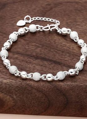 镀银手链女招财一光一砂银手镯可调节小众时尚实心送爱人礼物批发