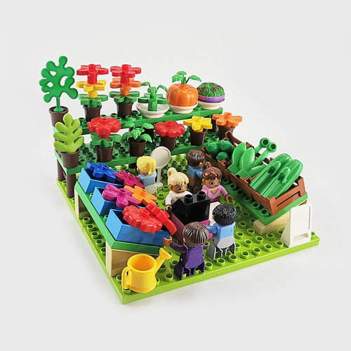 产大颗粒积木散件鲜花店花盆花草配件搭建益智拼装玩具