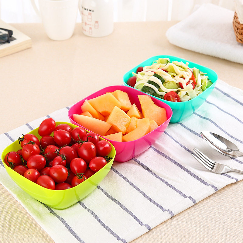 square Plastic fruit Vegetables Salad bowl kitchen Fruit bowl snacks Dried fruit tray Simplicity Korean Mixing bowlin the Tableware , Tableware , Bowl  category - from Buy2taobao.com to provide professional Taobao agent buy service
