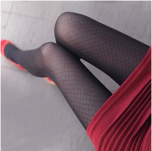 细格40D春秋菱形格纹性感连裤袜