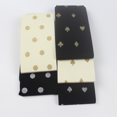 日单黑白色印花金色银色闪亮大圆点扑克牌100D天鹅绒春秋款连裤袜