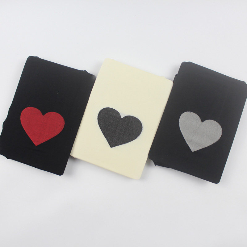 爱心甜辣膝盖提花心形连裤袜