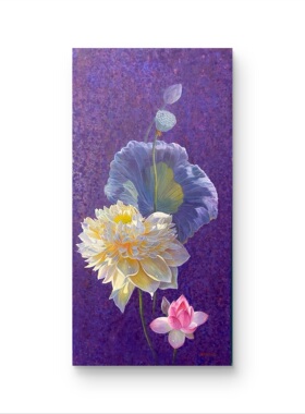 【荷花】高志定 60*120 雨露麻布面油彩 SH1739
