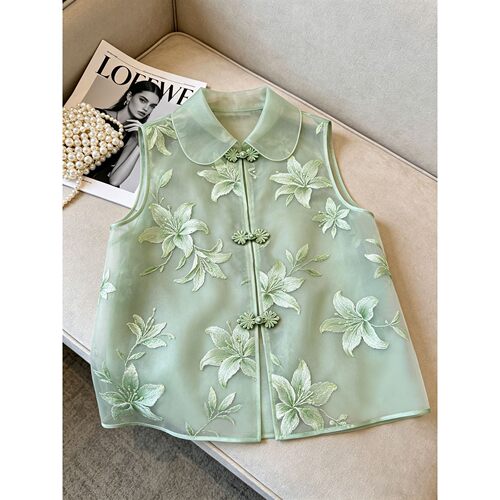 新中式刺绣马甲女夏季高级感