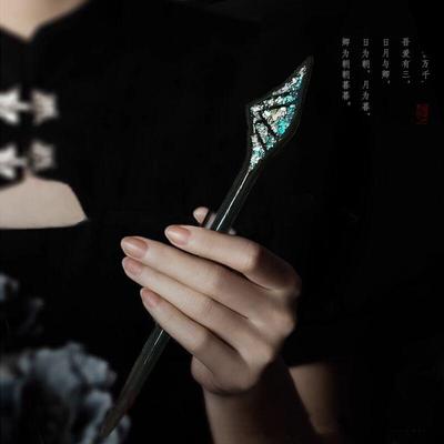 新年爆款螺钿黑檀木发簪琵琶古风原创复古发饰汉服马面裙配饰簪子