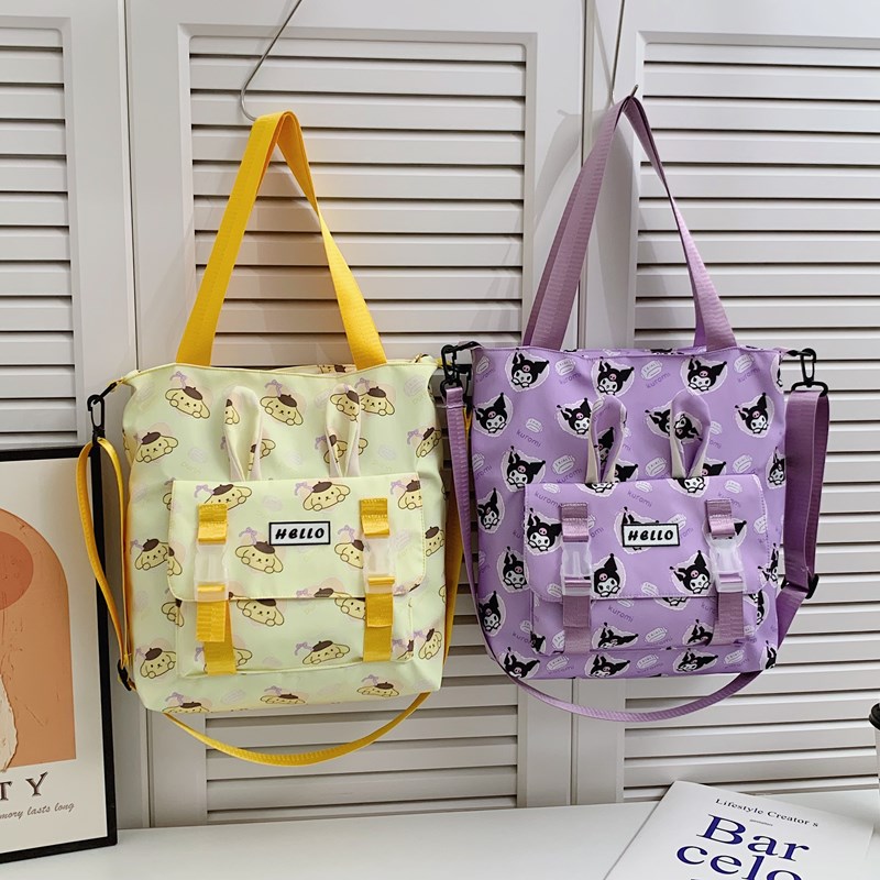 韩版库洛米卡通可爱帆布托特包女学生大容量手提单肩包休闲购物袋