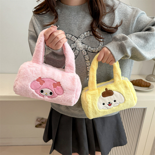 2026新品手提毛绒女包女生卡通收纳小包可爱少女风手提包口红包包